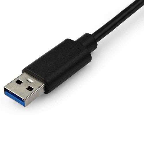 USB3.0-光ファイバー変換アダプタ　1Gbps対応　2芯SCコネクタ　ブラック　1個 光ファイバーコネクタが露出した状態で、ブラックのアダプタ全体が確認できる角度