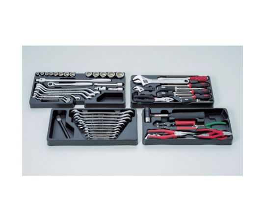 整備用工具セット ツールセット 差込角12.7mm 62点セット マットブラック 工具が整然と配置された状態