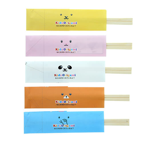 アオトプラス 割箸 アスペン元禄箸 キッズおりがみ 5柄アソート 16.5cm 袋入り 50膳画像