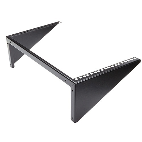 スチール製垂直型ラックマウントブラケット(6U/19型)　ブラック　1台 マウント用のブラケットが黒色で配置されている様子