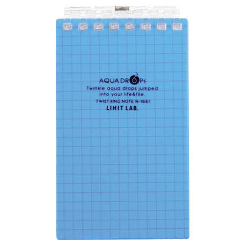 AQUA DROPs ﾂｲｽﾄﾉｰﾄ(ﾒﾓｻｲｽﾞ) 8穴 5mm方眼罫 ﾘｰﾌ40枚付属 青 1冊