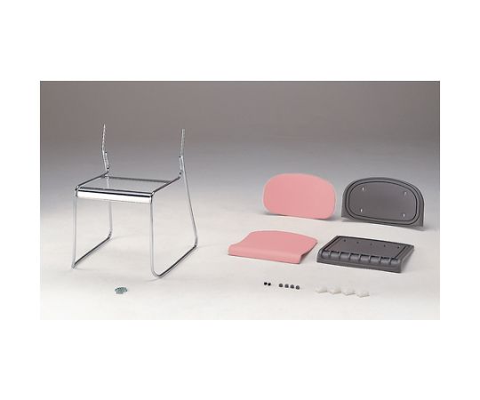 ミーティングチェア（スタッキング）　ビニールレザー　リーフグリーン 背もたれと座面が一体化したリーフグリーンのチェアが側面から見える状態