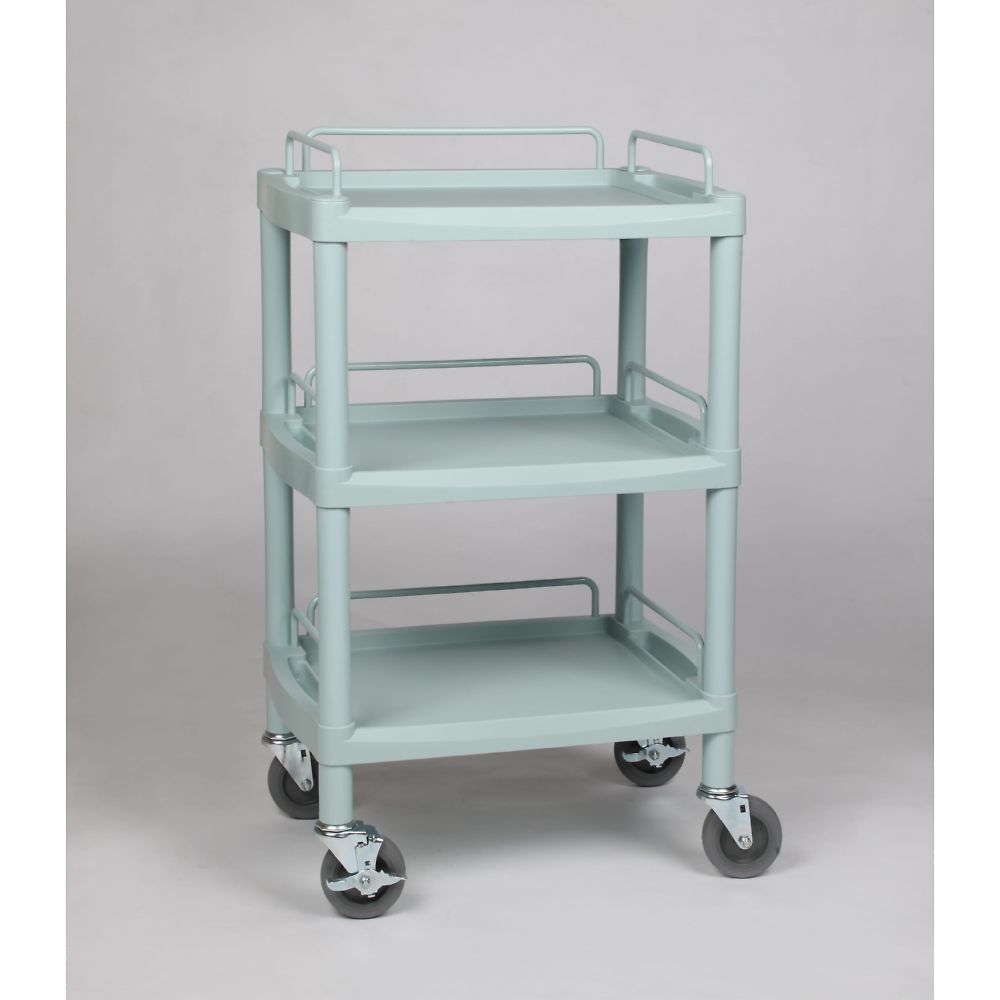 プラスチックワゴン3段 ガードレール付き 560×385×825mm