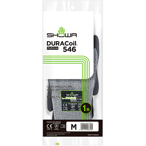 耐切創背抜き手袋 ﾃﾞｭﾗｺｲﾙ 546 M ｸﾞﾚｰ 1双