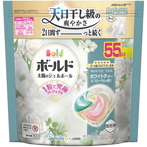 ボールド ジェルボール 心弾けるホワイトティー&フローラル 詰替 メガジャンボ 1パック(55個)画像
