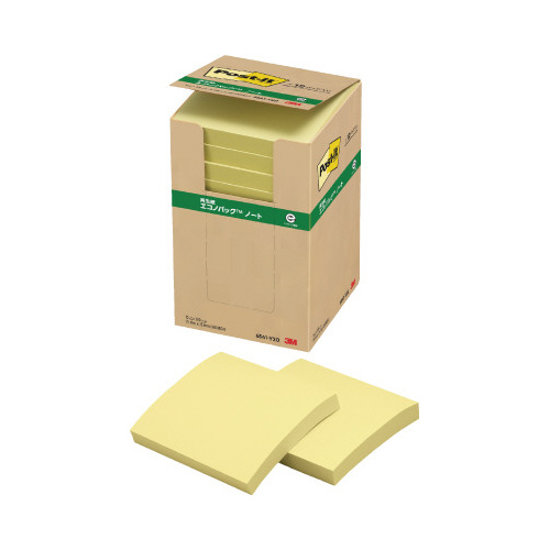 ポストイット　再生紙ノート　７５×７５　黄　１２冊画像
