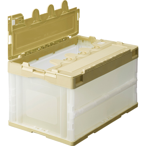 折りたたみｺﾝﾃﾅ ﾌﾀ付 75L ｱｲﾎﾞﾘｰ/透明 1台