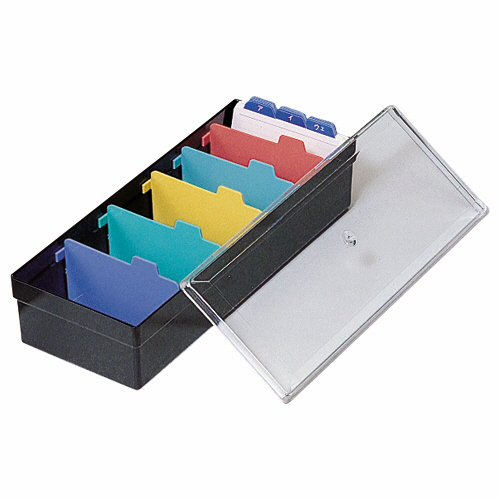 名刺整理箱 W102×D260×H70mm 800枚収容 黒 1個画像