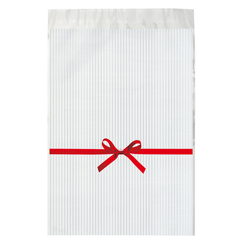 ﾘﾎﾞﾝﾃｰﾌﾟ付OPPﾊﾞｯｸﾞ 白 1ﾊﾟｯｸ(50枚)画像