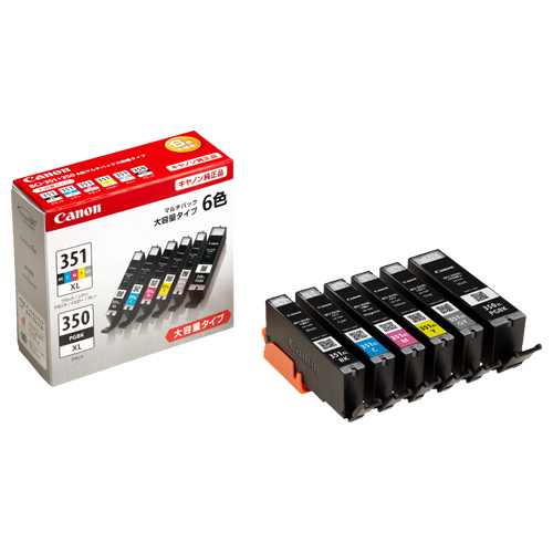 ｲﾝｸﾀﾝｸ BCI-351XL+350XL/6MP 6色ﾏﾙﾁﾊﾟｯｸ(大) 6552B002 1箱(6個:各色1個)画像