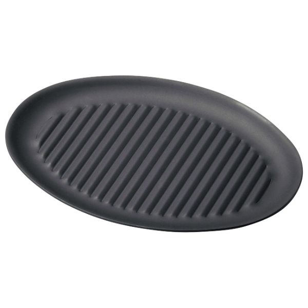 ステーキ関連用品 M20-720 鉄製プレス陶板(小判)深 波 マイン画像