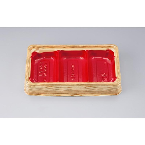 シーピー化成 お重 BFハカマ集重27-3 杉板赤 本体(N)画像