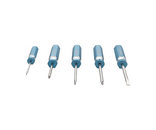 5PCS ステンレスドライバーセット 異なるサイズのドライバーが整列した状態