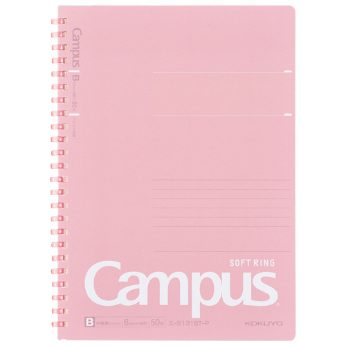 ｷｬﾝﾊﾟｽ ｿﾌﾄﾘﾝｸﾞﾉｰﾄ(ﾄﾞｯﾄ入り罫線 ｶｯﾄｵﾌ) A5 B罫 50枚 ﾋﾟﾝｸ 1冊画像