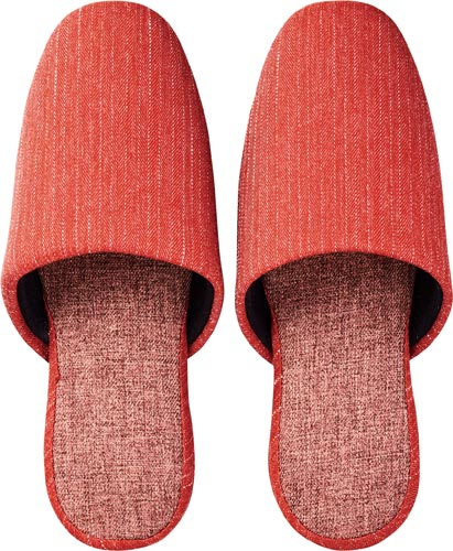 ステッチ柄ツートンスリッパ　ダークオレンジ×５画像