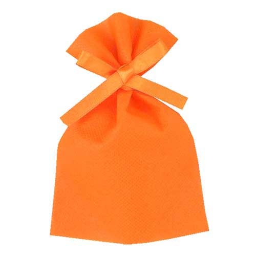 ソフトバッグベーシック 2穴リボン巾着 S1 薄 オレンジ画像