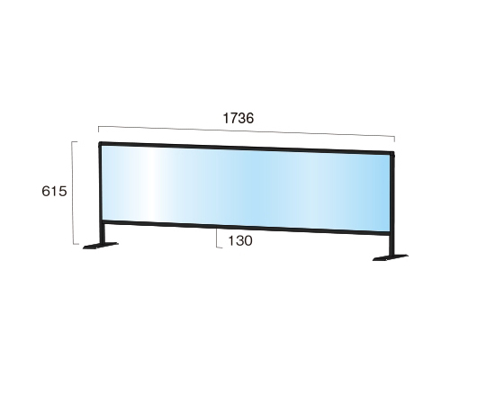 ブラックパーテーションスタンド　450×1700mm　（塩ビ仕様） 真ん中にシンプルなデザインのパーテーションが立つ様子