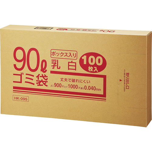 業務用乳白半透明 ﾒﾀﾛｾﾝ配合厚手ｺﾞﾐ袋 90L BOXﾀｲﾌﾟ 1箱(100枚)画像