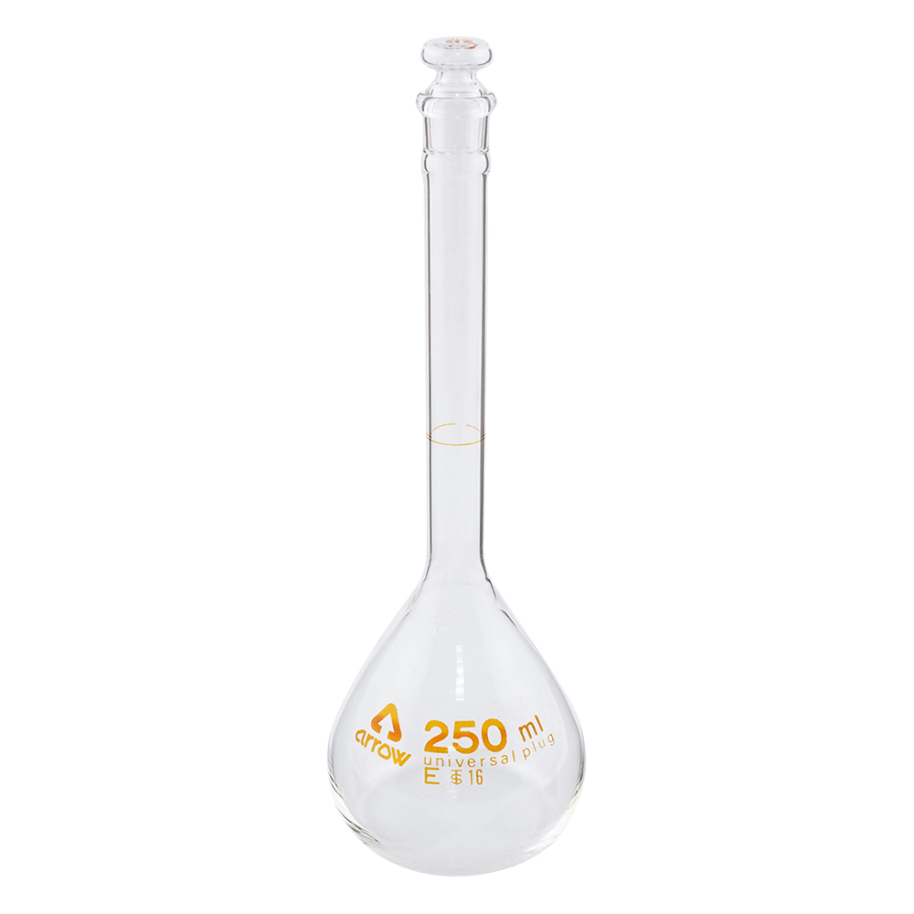 透明摺りメスフラスコ（硬質ガラス製） 白 250mL画像