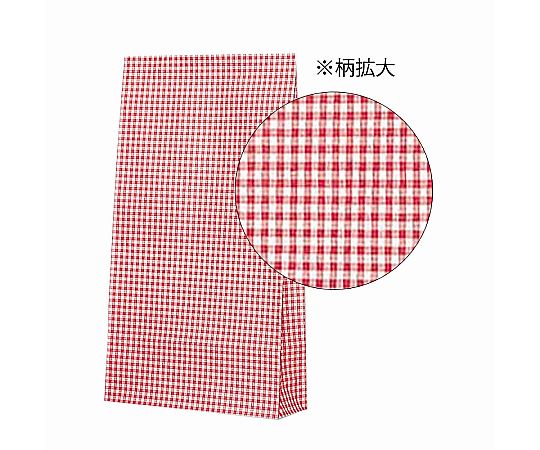 HEIKO 紙袋 角底袋 ファンシーバッグ S3 ギンガムミニ 赤 100枚 赤いギンガムチェックの角底袋が整然と並んでいる様子