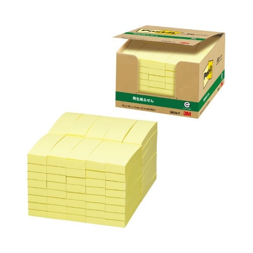 ポストイット　再生紙ふせん　７５×２５　黄８０冊画像