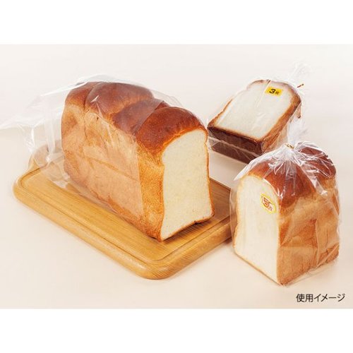 IPP袋 IPPガゼット袋 KO-06 食パン2斤用 福助工業 透明な袋に包まれた状態で、側面がしっかりと見えている。