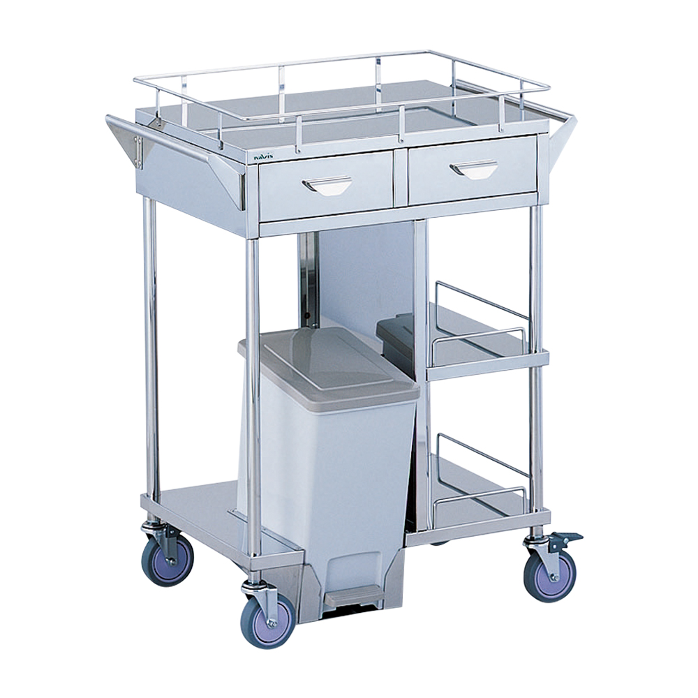 足踏式処置車 引出し付き/ペール前向き 600×450×855mm画像