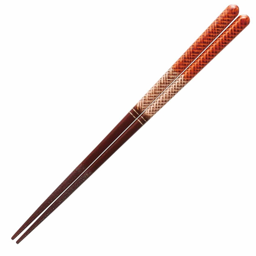 箸 20.5cm 色結び 漆塗り 木製 オレンジ画像