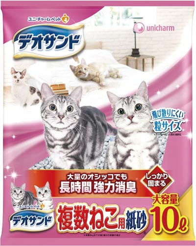デオサンド　複数ねこ用紙砂　１０Ｌ×３画像