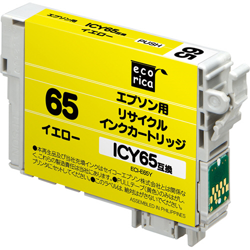 ﾘｻｲｸﾙｲﾝｸｶｰﾄﾘｯｼﾞ ｲｴﾛｰ(顔料) [ｴﾌﾟｿﾝ:ICY65互換] ECI-E65Y 1個画像