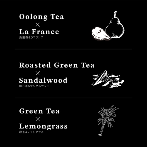 Telax　アロマキャンドル　烏龍茶×ラフランス パッケージの上部にフタが開いて香りが漂う状態