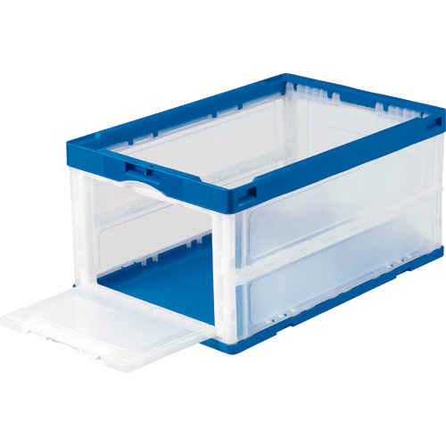 折りたたみｺﾝﾃﾅ ﾌﾀなし 短辺扉付 75L ﾀﾞｰｸﾌﾞﾙｰ/透明 1台