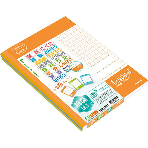 ｽｲﾝｸﾞ･ﾛｼﾞｶﾙ抗菌表紙ﾉｰﾄｾﾐB5方眼罫30枚ﾌﾞﾗｲﾄｶﾗｰ 1ｾｯﾄ(30冊:3冊×10ﾊﾟｯｸ)画像