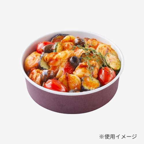 紙トレー K8152B 紙カップ ブラウン 東洋アルミエコープロダクツ [ケース販売] ブラウンの紙トレーが重なり合って並んでいる様子