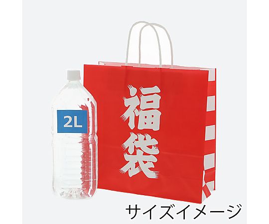 手提げ紙袋　25チャームバッグ　3才　福袋　50枚 複数の色とデザインの手提げ袋が整然と並ぶ様子
