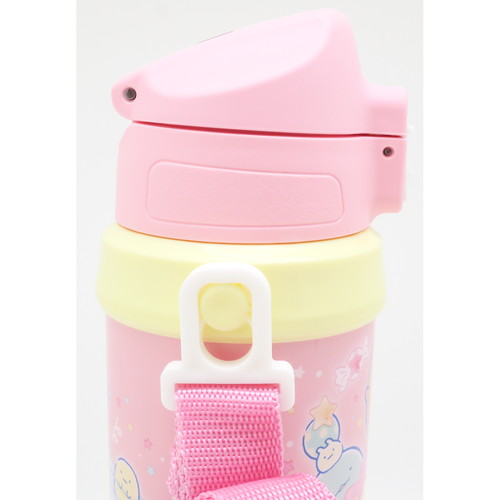 水筒　ダイレクトステンレスボトル　すみっコぐらし　800ml 白いステンレス製のボトルにすみっコぐらしのキャラクターたちが描かれている横向きの様子