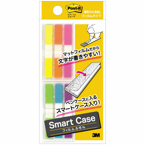 ﾎﾟｽﾄ･ｲｯﾄｼﾞｮｰﾌﾞ透明ｽﾘﾑ見出しｽﾏｰﾄ 44×6mm 6色 1ｾｯﾄ(60冊:6冊×10ﾊﾟｯｸ)画像