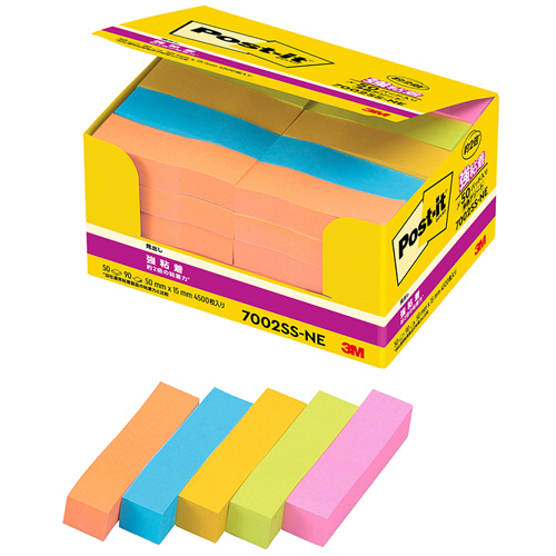 ﾎﾟｽﾄ･ｲｯﾄ 強粘着見出し 50×15mm ﾈｵﾝｶﾗｰ5色 1ﾊﾟｯｸ(50冊)画像