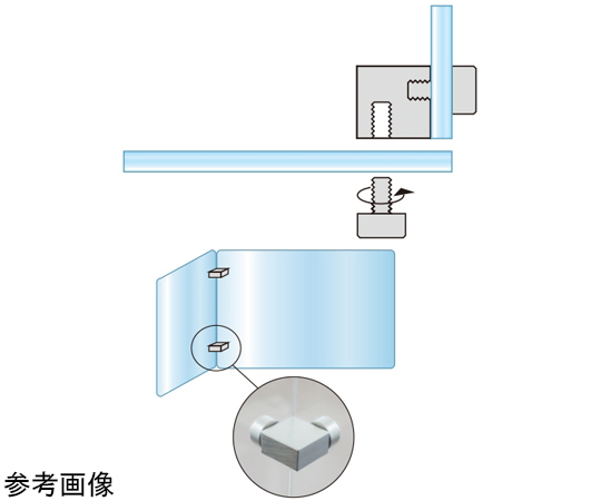 アクリルパーテーション　二面　600×600×600mm 透明なアクリルパネルが二面で立てられた状態