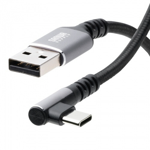 USB　2.0　Type-Cケーブル(C-A・片側L型)　2m(RoHS指令10準拠)　1本画像