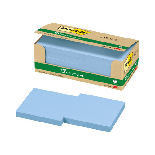 ポストイット　再生紙ノート　７５×７５　青１０冊画像