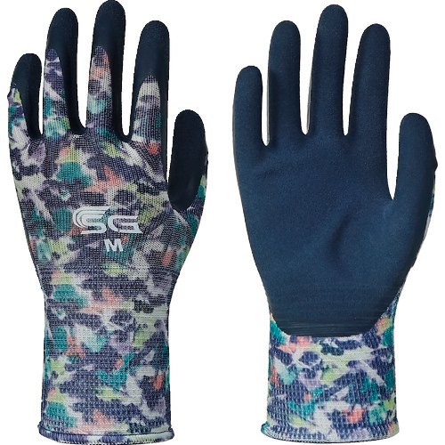 ﾄﾜﾛﾝ 天然ｺﾞﾑ背抜き手袋 SG-R102 ぼかし柄ﾌﾞﾙｰ M 1双画像