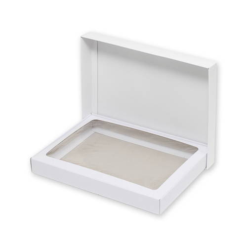 タオル用化粧箱 （白無地・6本用・身蓋・光沢・裏ネズ・フィルム中枠付き）画像