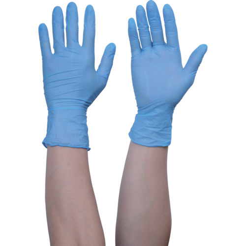 使い捨てﾆﾄﾘﾙ手袋TGﾜｰｸ 0.10 粉無 青 L 1箱(100枚)画像