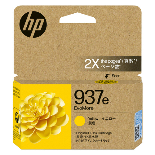 HP937e EvoMore ｲﾝｸｶｰﾄﾘｯｼﾞ ｲｴﾛｰ 4S6W8NA 1個画像