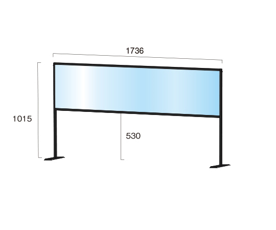 ブラックパーテーションスタンド　450×1700mm　ハイ　（塩ビ仕様） 黒いパーテーションスタンドが直立している様子、周囲には何もないシンプルな背景が広がっている。