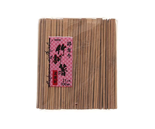 竹割箸 21cm 黒天削 節有り 100本入画像