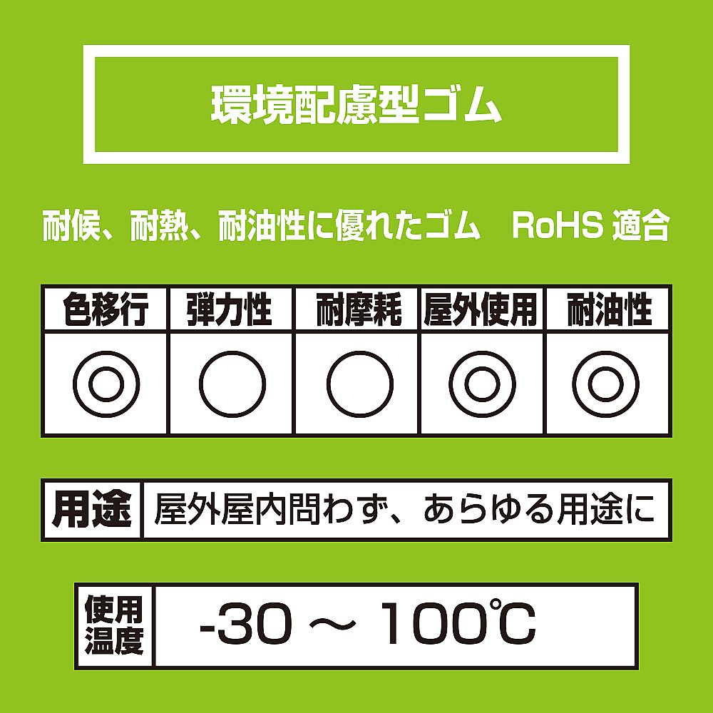 環境配慮型ゴムロール　幅100mm×長さ100cm×厚さ3mm 黒いゴムロールが巻かれ、表面に滑らかな質感が見える状態