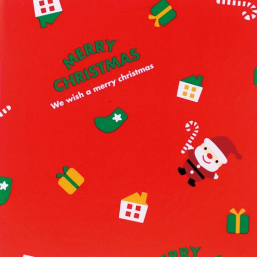 クリスマスミニサンタ包装紙/赤(50枚) ヘッズ画像