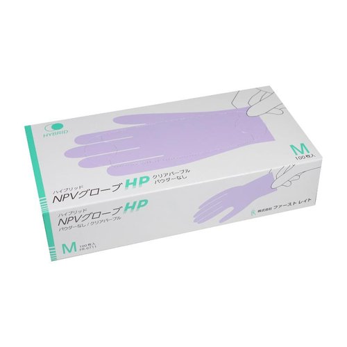 塩ビ手袋 FR-6711 ハイブリッドNPVグローブHP M 100枚入 ファーストレイト画像